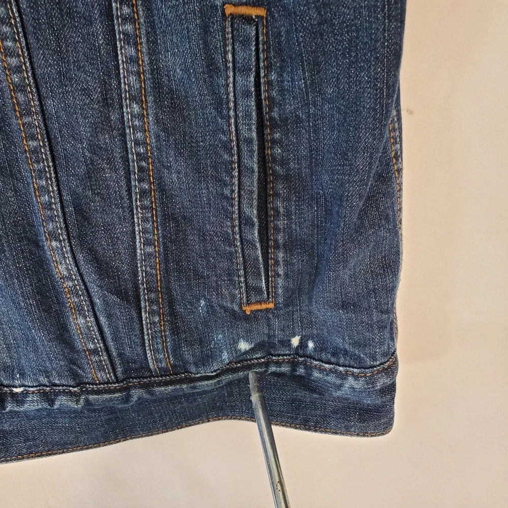 Levis Mens Sherpa Lined Denim Trucker Jacket XL Dark Wash 70520 Blue Stain